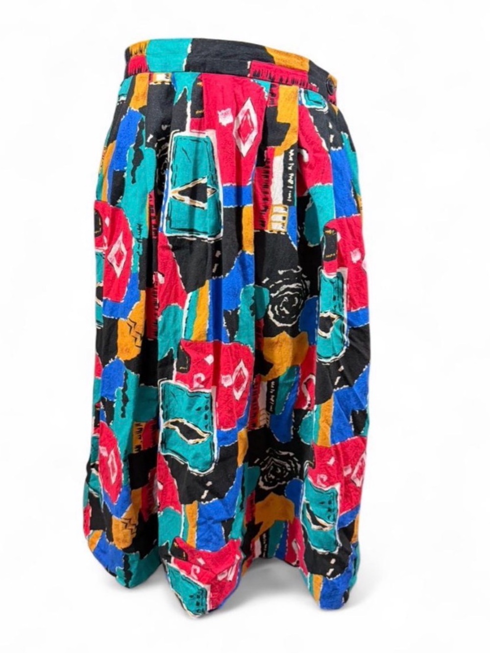 Vintage 80s 90s Abstract Art Midi Skirt Colorful Dopamine Dressing Petite 4